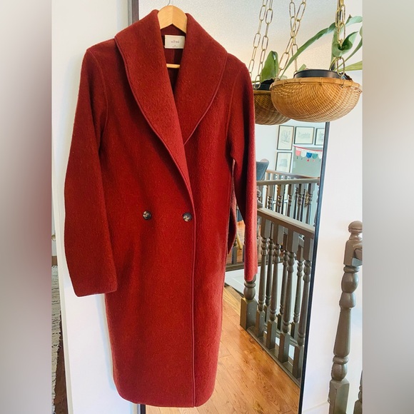 Wilfred Aritzia Brick Red Double-Breasted Trench Coat - Picture 1 of 5